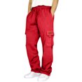 thumbnail image 2 of Dwellite Mens Sweat Pants Baggy Gym Wide Leg Oversized Lounge Relaxed Fit Comfortable Loose Fit Casual Cargo Pants 2026 Red L, 2 of 10