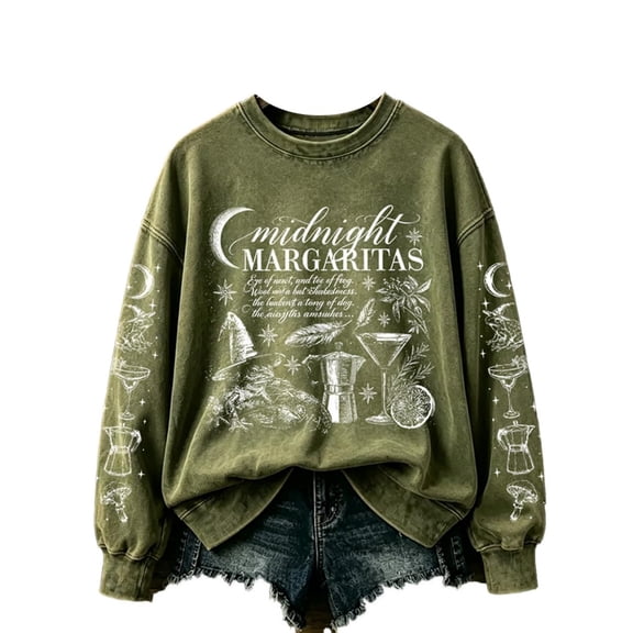 Textilo Women's Halloween Print Sweatshirts Long Sleeve Crewneck Sweatshirts Witch Graphic Tee Tops Vintage Comfort Funny Spooky Season Top
