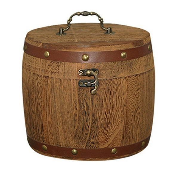 LEFU Vintage Wooden Tea Storage Box with Metal Latch, Mini Portable Canister for Coffee Beans, Flour, Spices, Natural Wood Container, 1L Capacity, 13x13cm Retro Style Kitchen Organizer