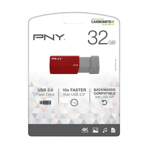 PNY USB 3.0 Flash Drive, 32GB, Assorted Colors, P-FD32GELEDG