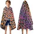 thumbnail image 3 of Purple and Orange Of Leopard Print Hooded Bath Towel，50"x30" for Ages 3 To 12 Kids, Quick Dry Lightweight Soft Microfiber Hood Beach Towel Cover Up for Kids, 3 of 7