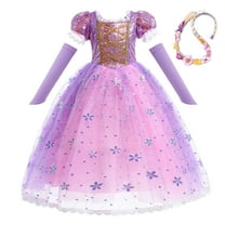 Girls Sofia Princess Dress with Accessories Female Sequin Costume, Size for Little Girls 3-9Y