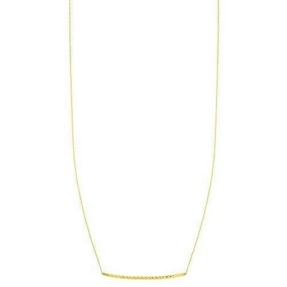 JewelStop 14k Yellow Gold Double Diamond-Cut Center Curved Bar on Link Necklace, Lobster - 17 Inches, 1.8gr.