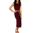thumbnail image 4 of Sunloudy Vestido sin mangas para mujer con decoración hueca, ropa de verano de versión dividida de color sólido Sunloudy moda, 4 of 9