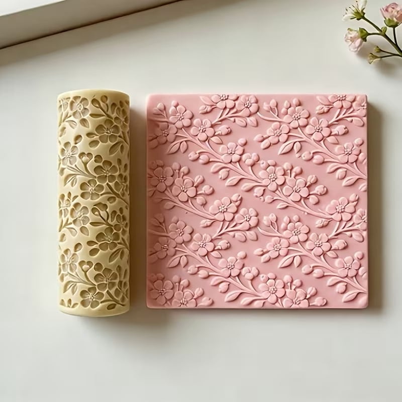Retro Style Small Flower Polymer Clay Embossed Texture Roller - Creative Ceramic Sculpture Tool