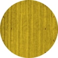 thumbnail image 1 of Ahgly Company Machine Washable Indoor Round Abstract Yellow Contemporary Area Rugs, 6' Round, 1 of 4