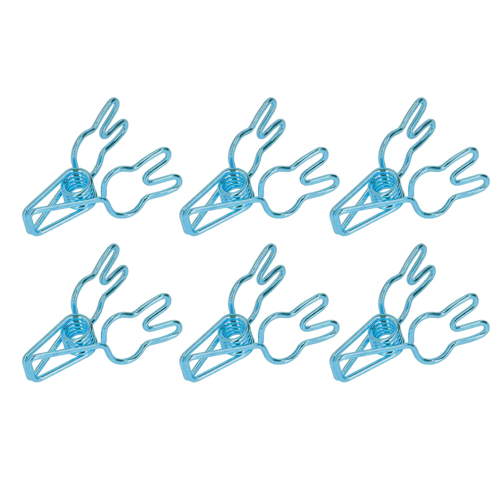 BOKYAN 100Pcs Bunny Binder Clips, Hollow Out Cute Metal Small Paper Clips for Documents, Clothes, Paper, Blue (7.87 inches / 20 cm)