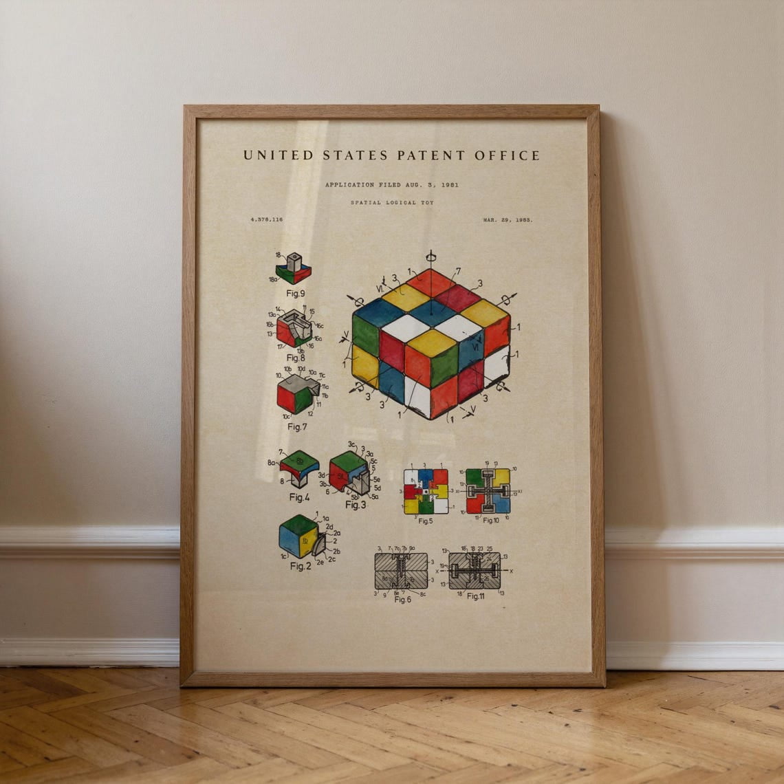 Puzzle Cube Patent Wall Art Print Vintage Toy Decor Unframed Paper Print