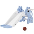 thumbnail image 2 of Qaba 3-in-1 Toddler Slide, Kids Slide with Climber, Basketball Hoop and Ball, Giraffe Shape Freestanding Playset for Indoor Kids 1-3 Years, Blue, 2 of 9