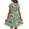thumbnail image 5 of Uourmeti Horse Kids Dresses for Girls 2-14Y Summer Short Sleeve Crewneck Midi Dress Flowers Casual Loose Swing Dresses with Pockets, 5 of 6