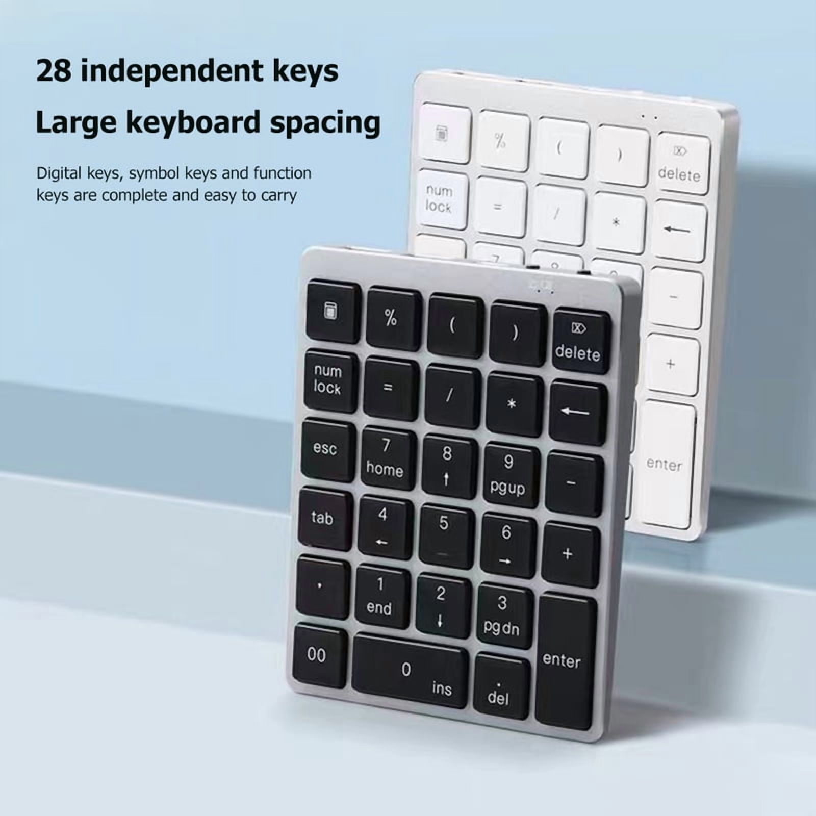 Bluetooth Numeric Keyboard 28Keys Portable Aluminium Alloy Wireless Keyboard for Tablet PC Laptop Rechargeable Numpad Digital