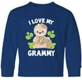 thumbnail image 3 of Inktastic Cute Sloth I Love My Grammy with Green Leaves Long Sleeve Youth T-Shirt, 3 of 5
