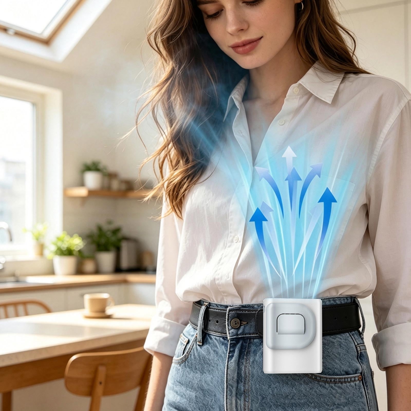 4-in-1 Outdoor Portable Fan – Waist Clip Necklace Handheld Desktop High Power Violent Wind 4000mAh Battery USB Rechargeable for Camping Travel
