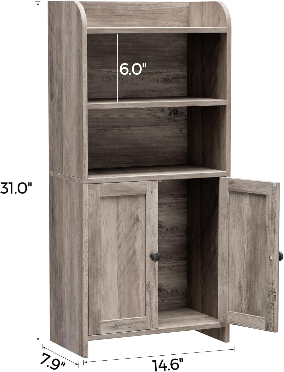 Small Bathroom Storage Cabinet, Freestanding Toilet Paper Storage with 2 Doors and Shelves, Bathroom Organizers and Storage for Small Spaces, Laundry Room, 7.9" D x 14.6" W x 31" H, Greige