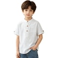thumbnail image 2 of Zhanqunnn Boys Short Sleeve Shirt Button Up Dress Shirts Tees Pockets, Size 11-12 Years, 2 of 4