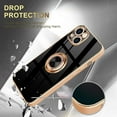 thumbnail image 5 of for iPhone 15 Plus Case with Stand 360° Rotatable Ring Holder Magnetic [with 2 Screen Protector] Kickstand Gold Plating for Women Men Shockproof Protective Phone Case for iPhone 15 Plus, Black, 5 of 14
