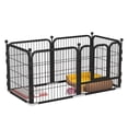 thumbnail image 1 of Metal Pet Fence Safe Prevent Slipping Snap Connection Dog Exercise Fence for Small Medium Large Dogs [Square Tube Iron Wire] Black [Snap Buckle] 6 Slices 120x60x60cm/47.2x23.6x23.6in, 1 of 4