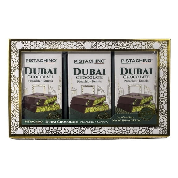 Pistachino Dubai Chocolate Bars, 6.5 oz, 3-count Gift Set