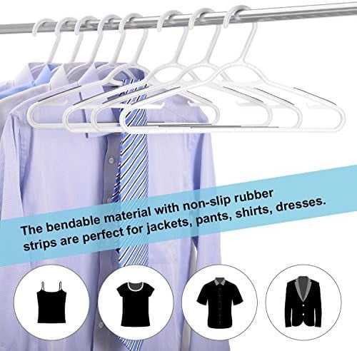 30 Pack Bendable Plastic Hangers Light-Weight Non-Slip Clothes/Suit Hangers(Grey)