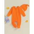 thumbnail image 2 of xiaxaixu Baby Girls Boys Footies Rompers Infant Clothes Solid Color Crew Neck Long Sleeve Zipper Fall Bodysuits with Hat, 2 of 9