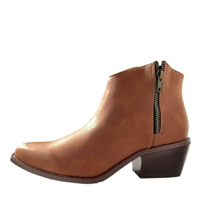 

jsaierl Women Boots Pointed Shoes Zip High Gang Shoes Winter Casual Shoes Mid Heel Warm