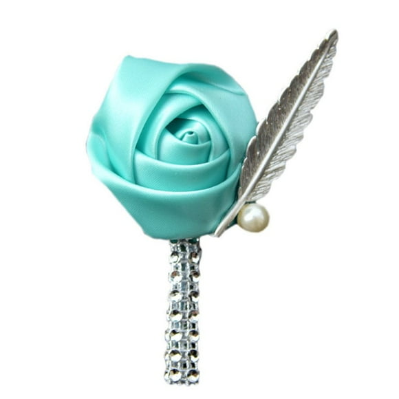 Jackcsale Boutonniere Bridegroom Groom Men's Boutonniere Boutineer with Pin for Wedding, Prom, Homecoming Light Blue Pack of 4