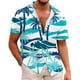 thumbnail image 1 of Camisas de Manga Larga para Hombres, Cómoda Impresión de Manga Corta Blusa de Cuello Redondo Hecha de Poliéster Ligero para el Verano, Camisas de Verano para Hombre, 1 of 3
