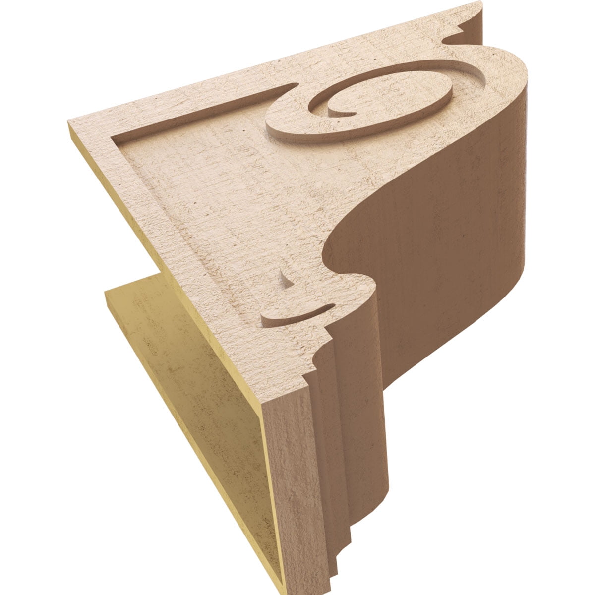 11"W x 22"D x 22"H Classic Scroll Rough Cedar Woodgrain TimberThane Corbel, Primed Tan