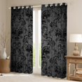 thumbnail image 2 of Adults Black Damask Curtains Antique Victorian Baroque 30%-50% Blackout Curtains 2 Panels (38Wx45L),Gothic Vintage Floral Curtains And Drapes Exotic Longhorn Skull Curtains, 2 of 6
