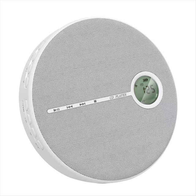 Reproductor de CD Bluetooth Recargable, Reproductor de CD de Música para Coche/Viaje, Audio para el Hogar con Altavoz Estéreo, AUX,USB Gris
