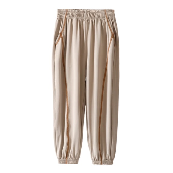 Asxite Toddler Solid Ice Silk Breathable Loose Sweatpants Elastic Waist Casual Summer 3-15 Y