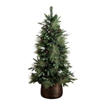 Nearly Natural Pre-lit Potted Mixed Pine Frosted Artificial Christmas Tree - 4’ - LED Lights