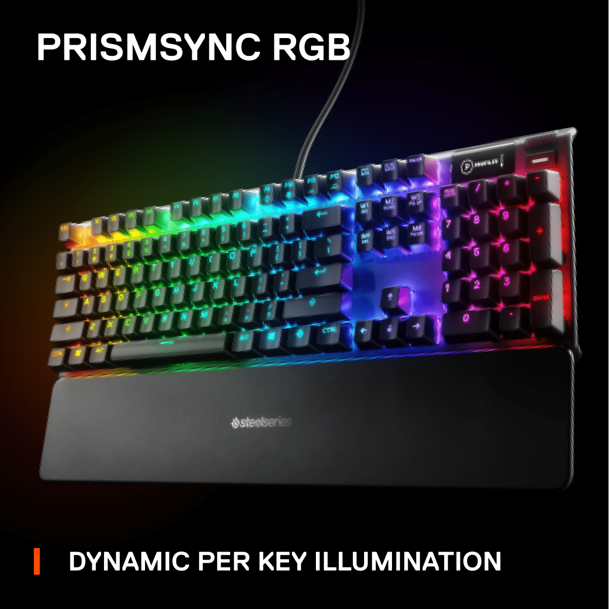 SteelSeries Apex 7 Mechanical Gaming Keyboard with OLED Smart Display and Rapid Tap – USB Passthrough and Media Controls – Linear, Quiet – RGB Backlit