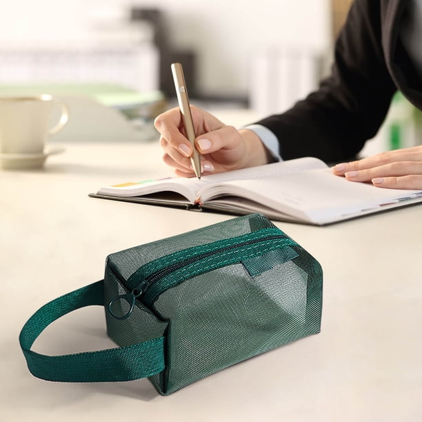 Estuche de malla para lápices | Bolsa organizadora transparente de doble capa para útiles escolares y de oficina