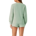 thumbnail image 3 of INSPIRE CHIC Women's Waffle Lounge Sets 2 Piece Long Sleeve Sweatshirt with Matching Shorts Outfits XL Green, 3 of 6