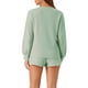 thumbnail image 3 of Conjuntos de lounge de waffle para mujeres INSPIRE CHIC de 2 piezas, sudadera de manga larga con pantalones cortos a juego, color verde M, 3 of 6