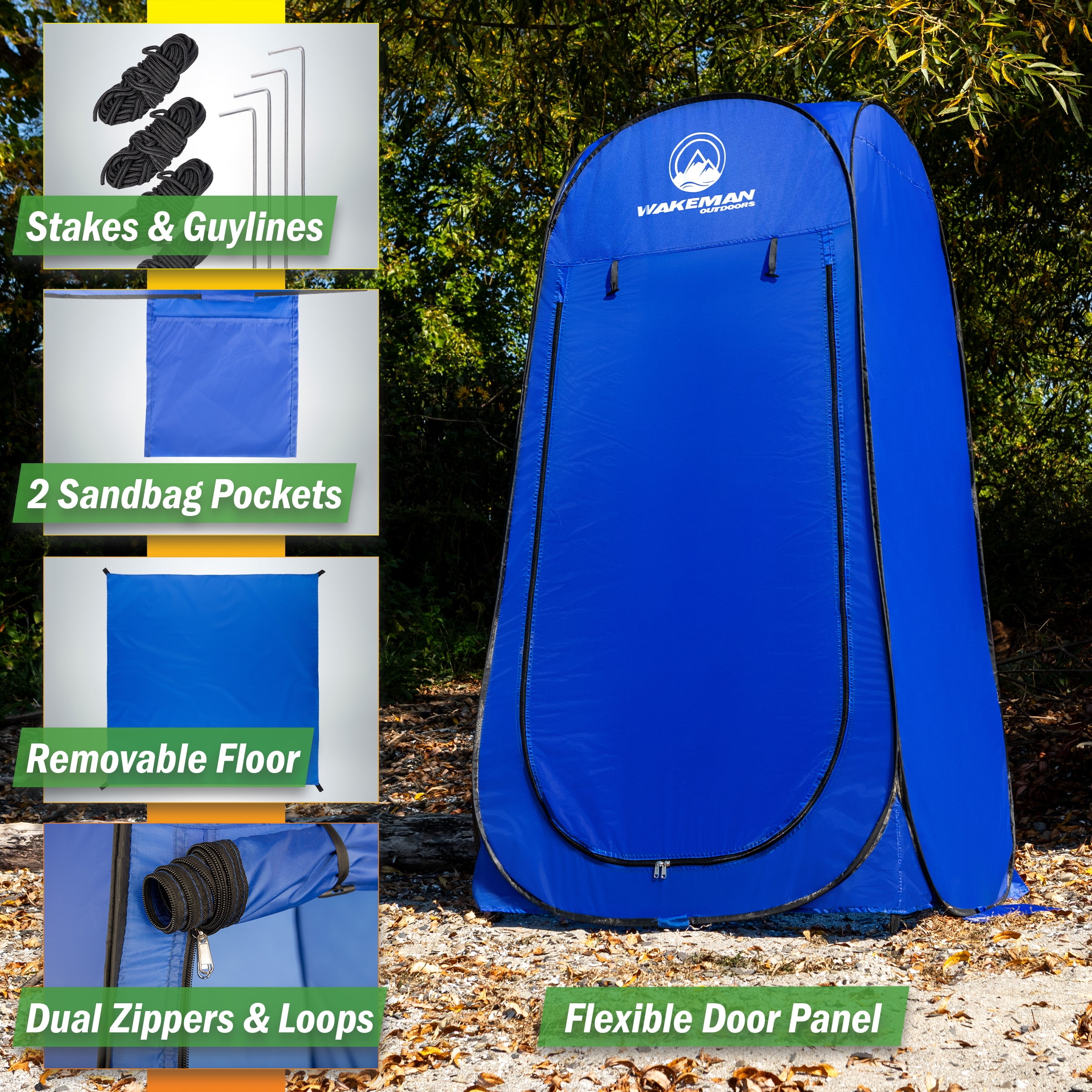 Wakeman Kid Size Pop Up Changing Tent, 3x3x5.2ft Mini Portable Toilet Stall or Dressing Room, Blue