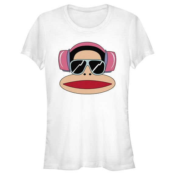 Junior's Paul Frank Julius Cool Headphones  Graphic Tee White X Large