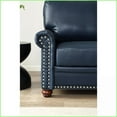 thumbnail image 2 of Navy Blue Faux Leather Loveseat | Round Arm | 2-Person Living Room Sofa with Storage & Silver Nails, 2 of 10