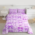 thumbnail image 2 of Feelyou Girl Purple Bowknot Queen Comforter Set, Ribbon Cherry Bedding Comforter Set, 3pcs, 2 of 8