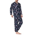 thumbnail image 2 of Salouo Love Butterflies Print Button-Front Long Sleeve Pajama Set for Men, Soft 2Pjs Men's Long Sleeve Sleepwear-X-Large, 2 of 7