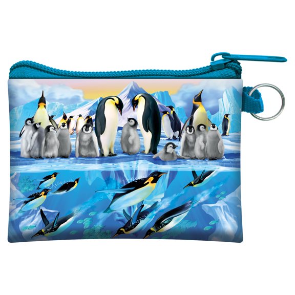 3D LiveLife Change Purse - Penguin Plunge from Deluxebase. Lenticular Zip Pouch with 3D Bird Image, Novelty Animal Wallet for Cash & Cards