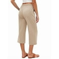 thumbnail image 3 of Siliteelon Women's Capri Lounge Pants Khaki Drawstring Soft Workout Sweatpants Causal Yoga Pants with Pockets Loose Fit, 3 of 4