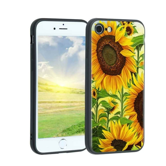 Compatible with iPhone SE 2020 Phone Case, Sunflowers-4 Case Men Women, Flexible Silicone Shockproof Case for iPhone SE 2020
