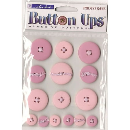 Button Ups Adhesive Button Embellishments PINK For Scrapbooking, Card Making