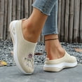 thumbnail image 4 of Dakaela Mules for Women 2026 Summer Woven Slip on Walking Sneakers Flower Embroidery Orthopedic Closed Toe Slides with Arch Support Beige 6, 4 of 9