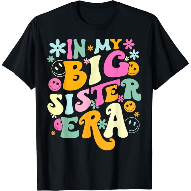 Groovy in My Big Sister Era Birthday Baby Reveal Est 2024 playera