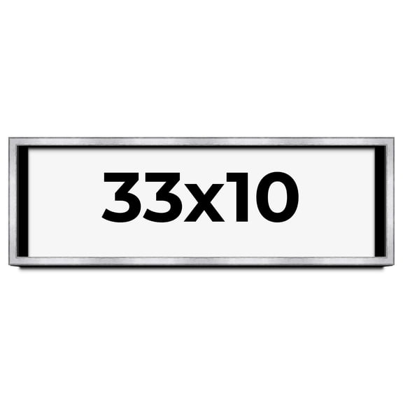 33x10 Shadow Box Frame Silver | 1.375 Inches Deep Real Wood Contemporary Shadowbox Display Frame |