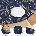 thumbnail image 4 of Round Tablecloth with Floral Design and Elastic Edge, Reusable Water-Resistant Polyester, Fits 44-52 Inch Kitchen or Picnic Table, 4 of 7