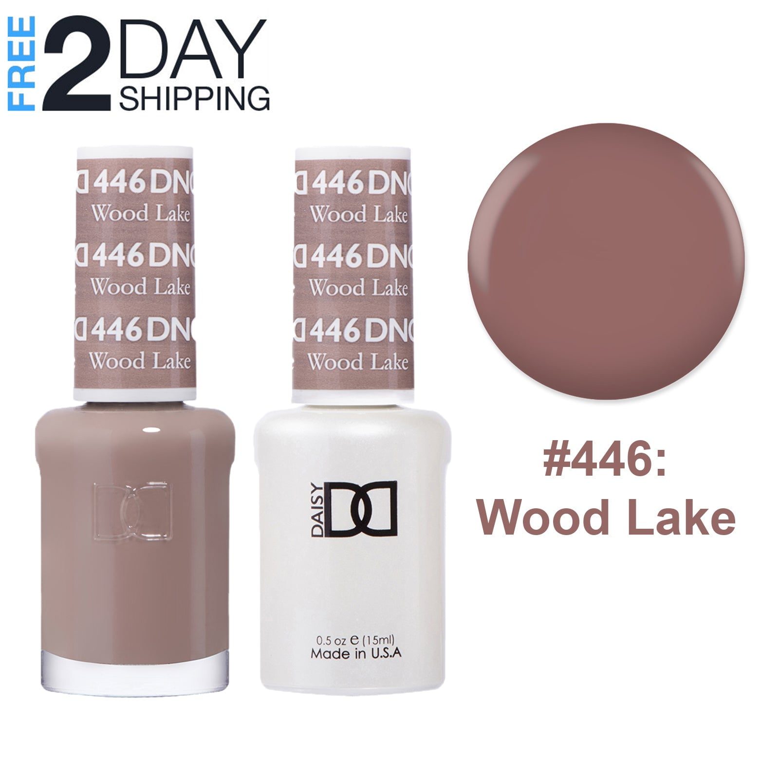 DND Gel Nail Polish & Nail Lacquer Set Soak Off Duo Set 446 Woodlake, 0.5 oz